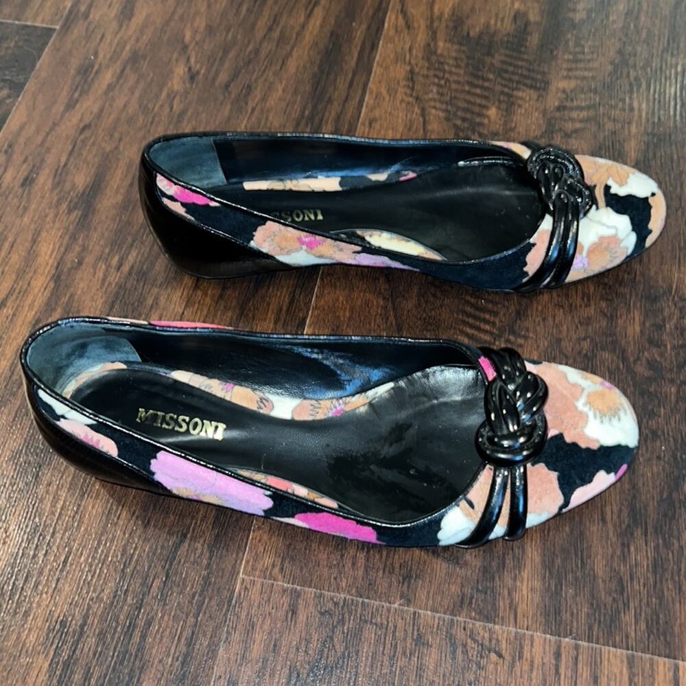 MISSONI Velvet Floral Print Ballet Flats - Size 38.5 - Picture 3 of 15